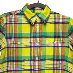 Polo Ralph Lauren Button Down Shirt Kids 6 Yellow Plaid Preppy Coastal